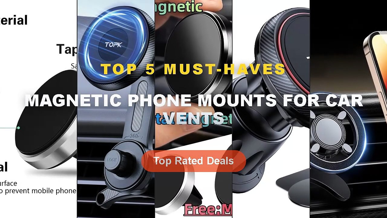 Top 5 Best Magnetic Phone Mounts For Car Vents (Must Have!) - Car Air Vent Phone Mount 17 N52 Magnets, 360° Rotatable, F...