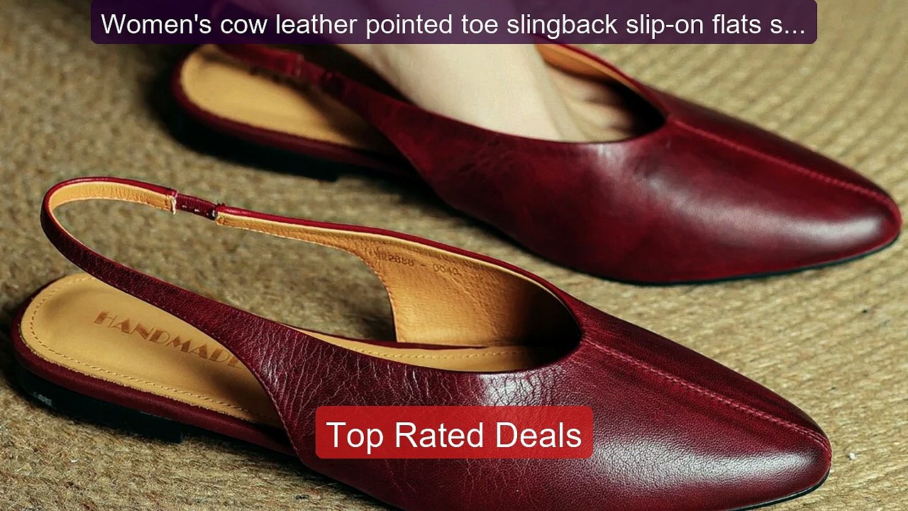 Women's cow leather pointed toe slingback slip-on flats sum... -- Top Pick 2026 | Unbeatable Price!
