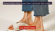 Women's Beach Shoes Square Open Toe Sandals Split Leather Flat... -- Best Buy 2026 | Great Quality!