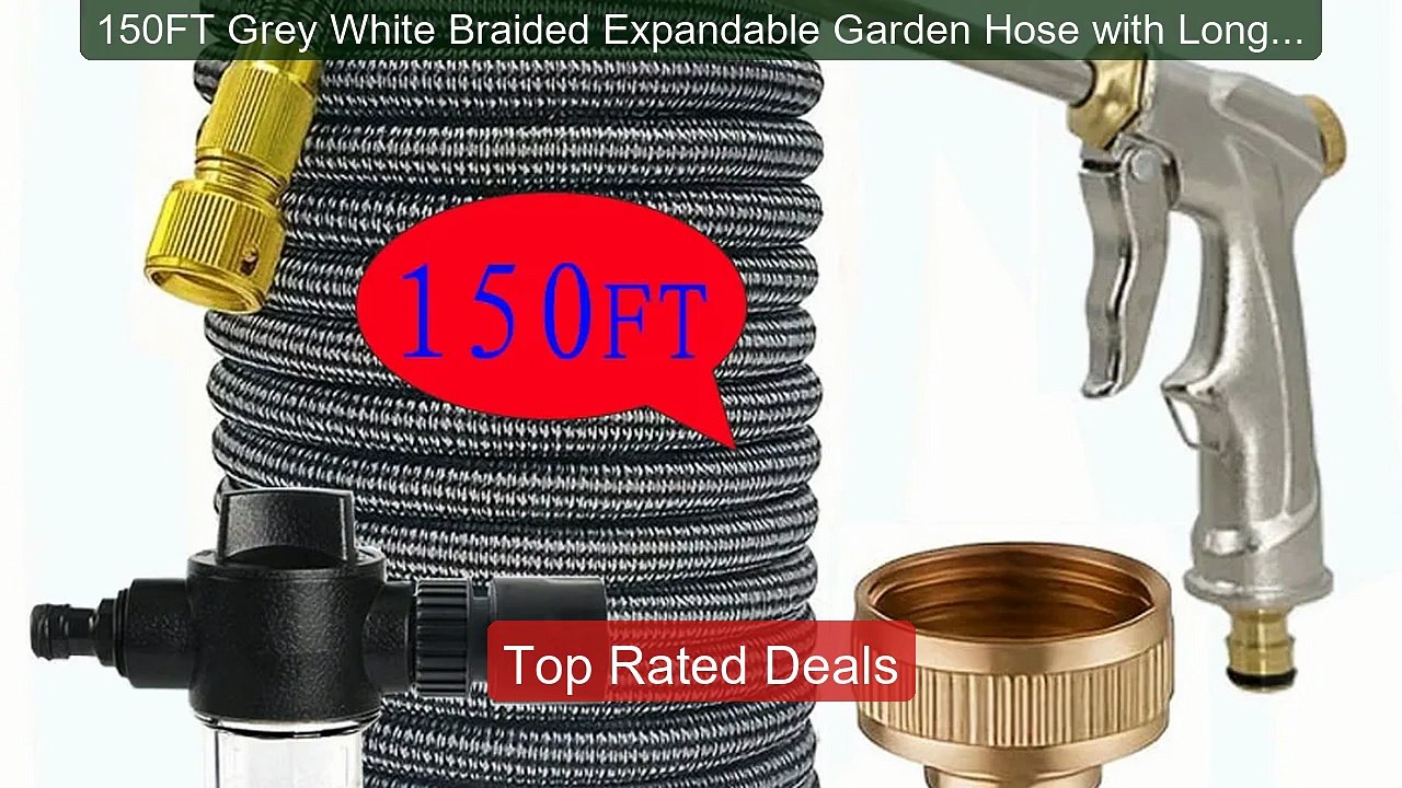 150FT Grey White Braided Expandable Garden Hose with Long Met... -- Amazing Value 2026 | Must Have!