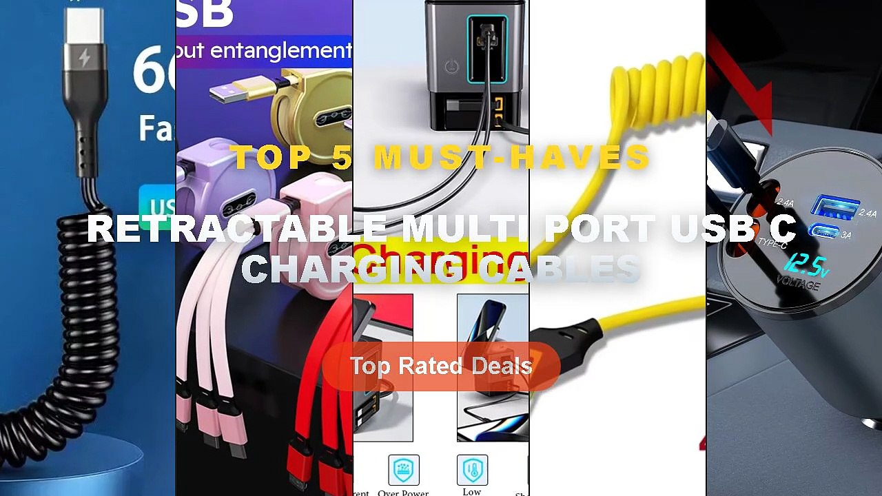 Amazing Retractable Multi Port USB C Charging Cables You Need To See - GaN 6 in 1 Multi Port Charging Station with Retra...