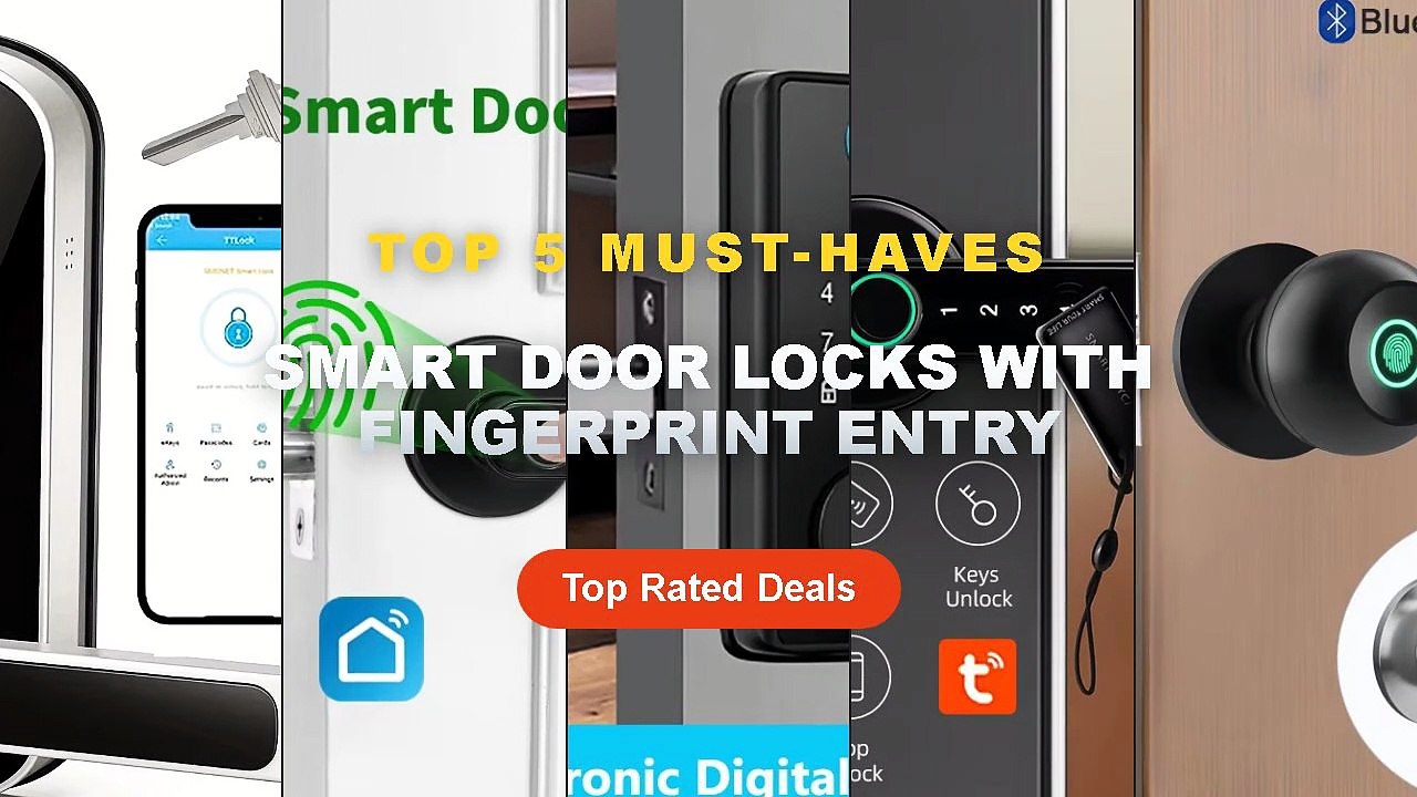 Top 5 Best Smart Door Locks With Fingerprint Entry (Must Have!) - NAIERDI Smart Fingerprint Door Lock Tuya APP Bluetooth...