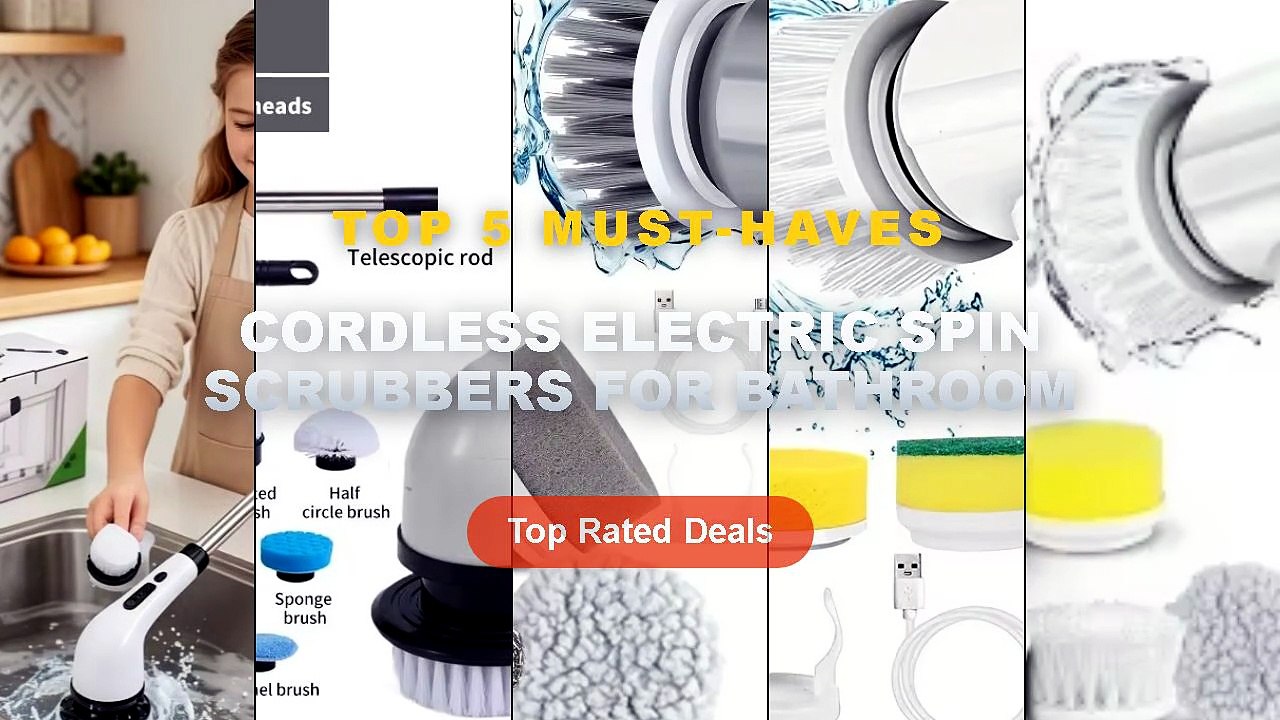 Top 5 Best Cordless Electric Spin Scrubbers For Bathroom (Must Have!) - 9 in 1 Electric Cleaning Brush Electric Spin Cle...