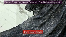Women Sheer Long Sleeve Dress with Bow Tie Sash Elegant Sweet Bodyc... -- Top Rated 2026 | Buy Now!