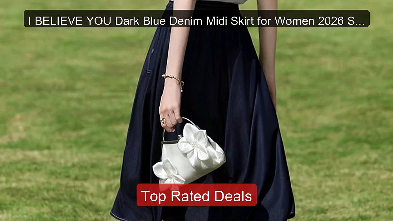 I BELIEVE YOU Dark Blue Denim Midi Skirt for Women 2026 Spring... -- Hot Deal 2026 | Limited Offer!