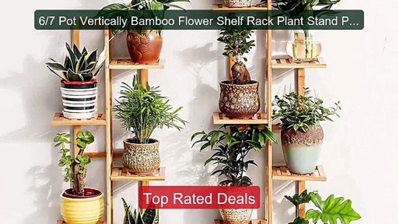 6/7 Pot Vertically Bamboo Flower Shelf Rack Pla...