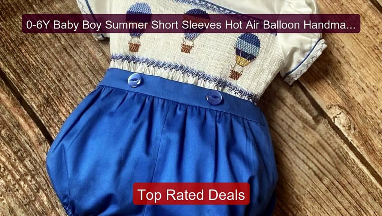 0-6Y Baby Boy Summer Short Sleeves Hot Air Balloon Handmade Embrode... -- Top Rated 2026 | Buy Now!