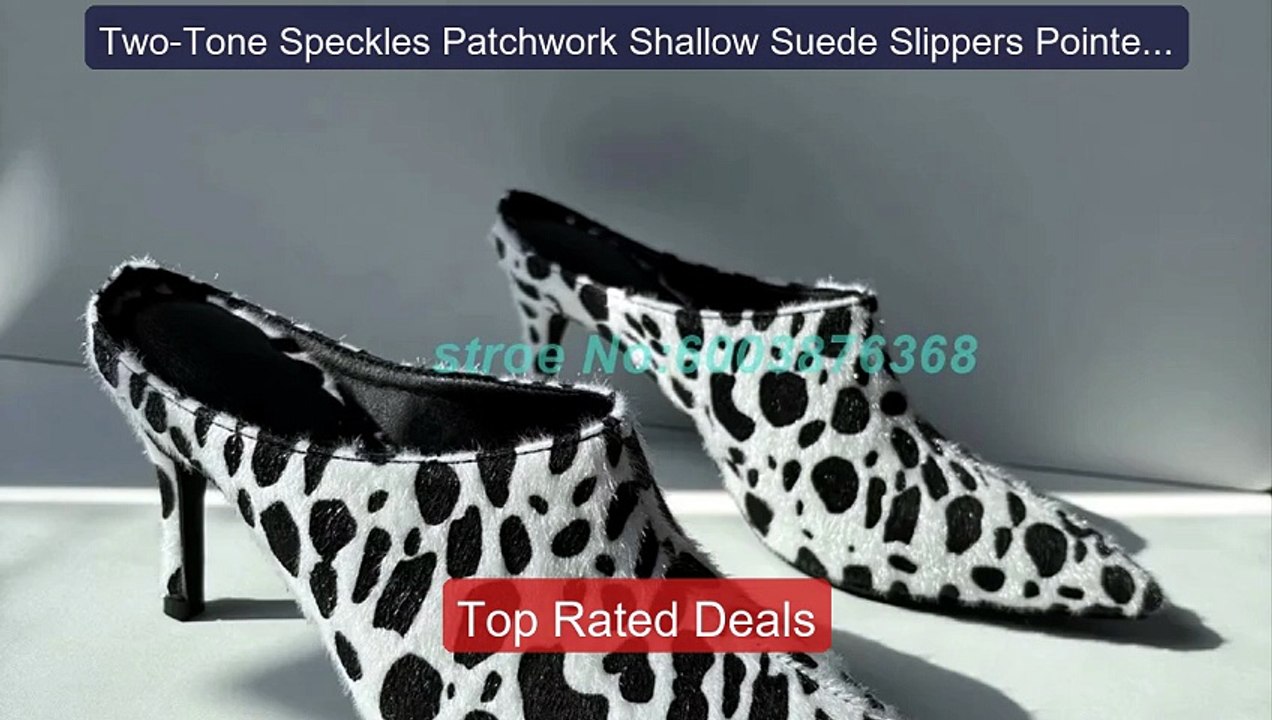 Two-Tone Speckles Patchwork Shallow Suede Slippers Pointed ... -- Top Pick 2026 | Unbeatable Price!