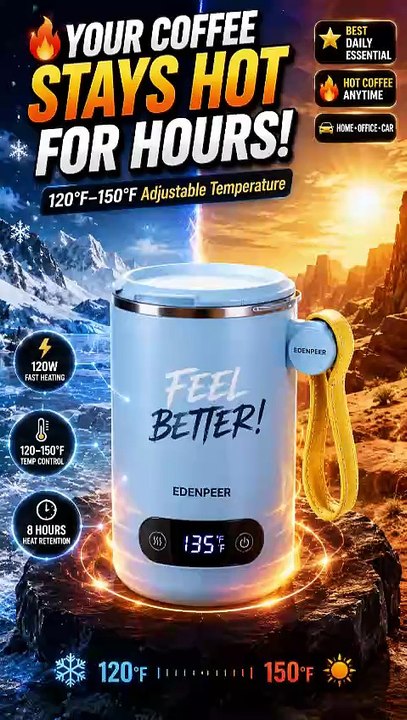 Self Heating Coffee Mug – 120W Smart Heated Mug That Keeps Coffee Hot!