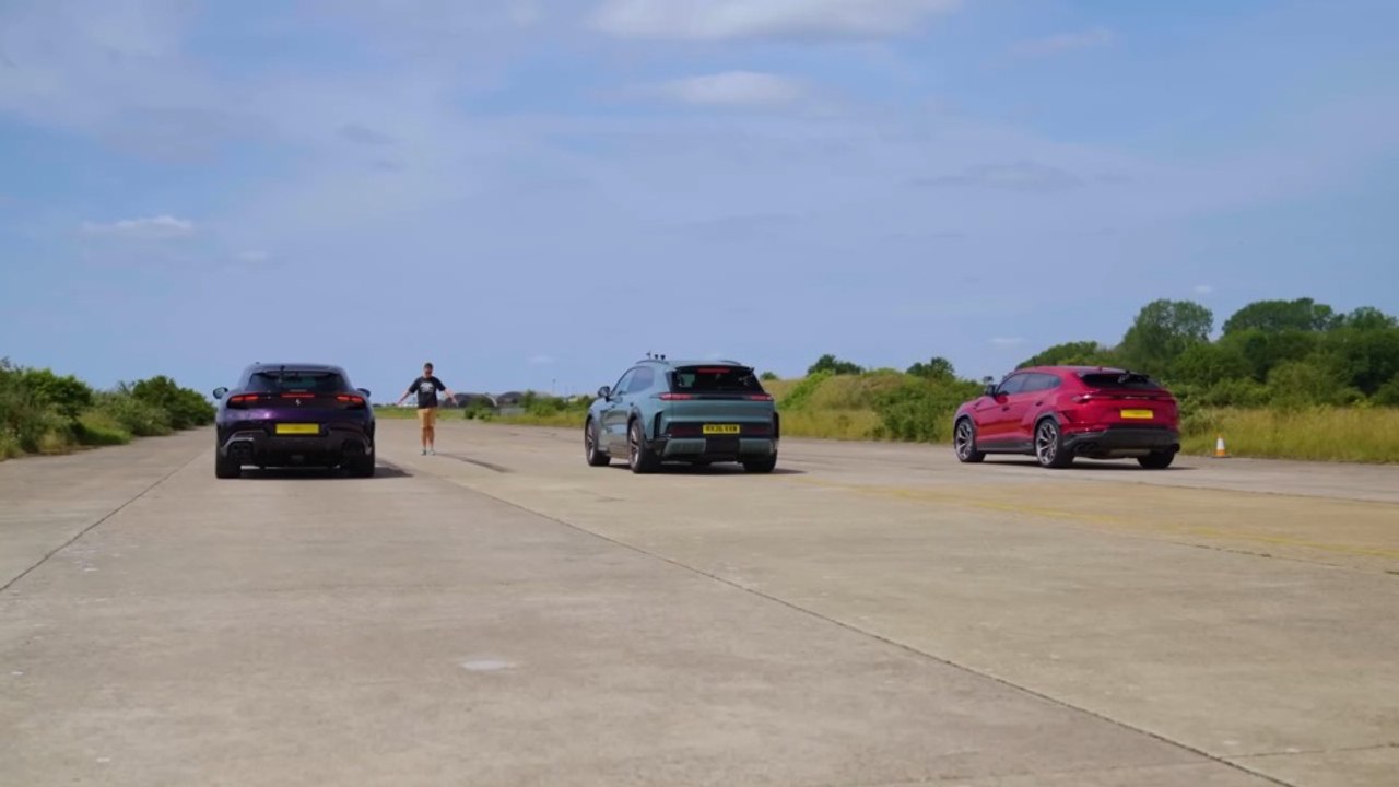 New Porsche Cayenne EV v Ferrari Purosangue v Lambo Urus DRAG RACE
