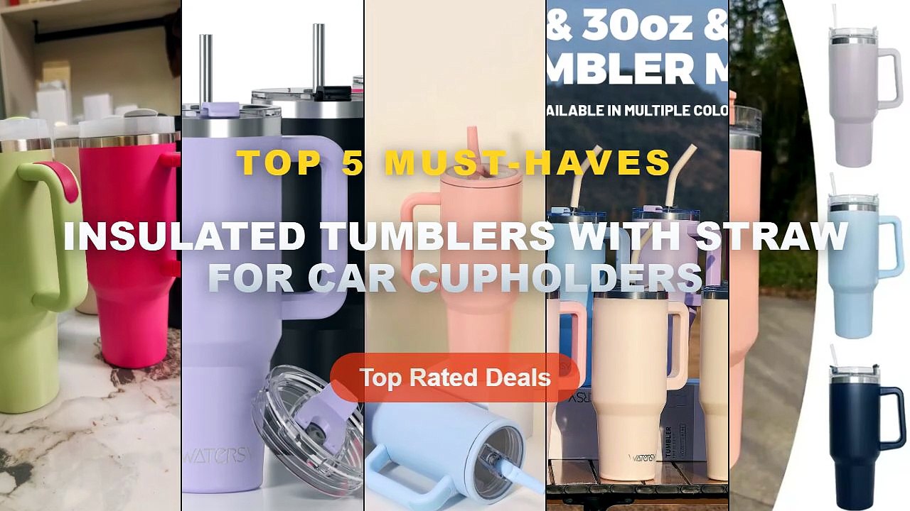 Insulated Tumblers With Straw For Car Cupholder...