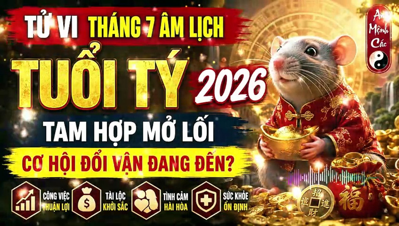 Luận Giải Tử Vi Tuổi Tý Tháng 7 Âm Lịch 2026: Cơ Hội Lớn Đã Đến, Đừng Để Vuột Mất