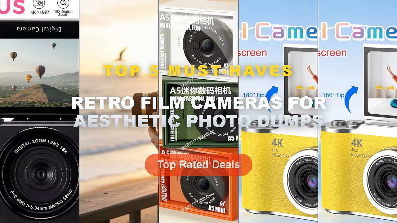 Retro Film Cameras For Aesthetic Photo Dumps: Top 5 Best Sellers - Digital Camera 8X Digital Zoom Vintage Vlog Video Rec...