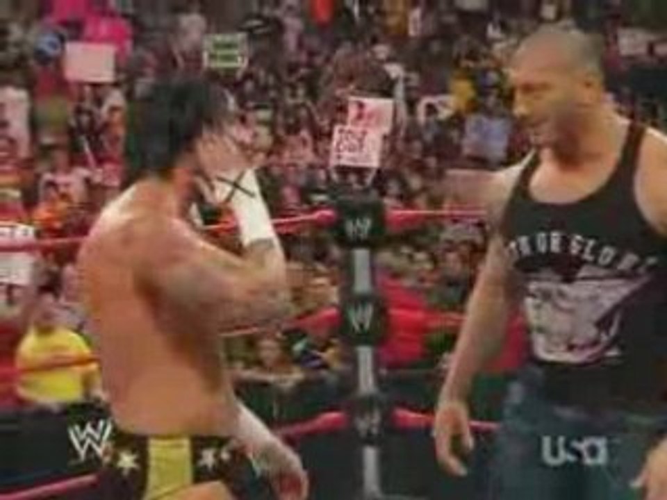 Batista attacks Kane & CM Punk - Raw 7/14/08