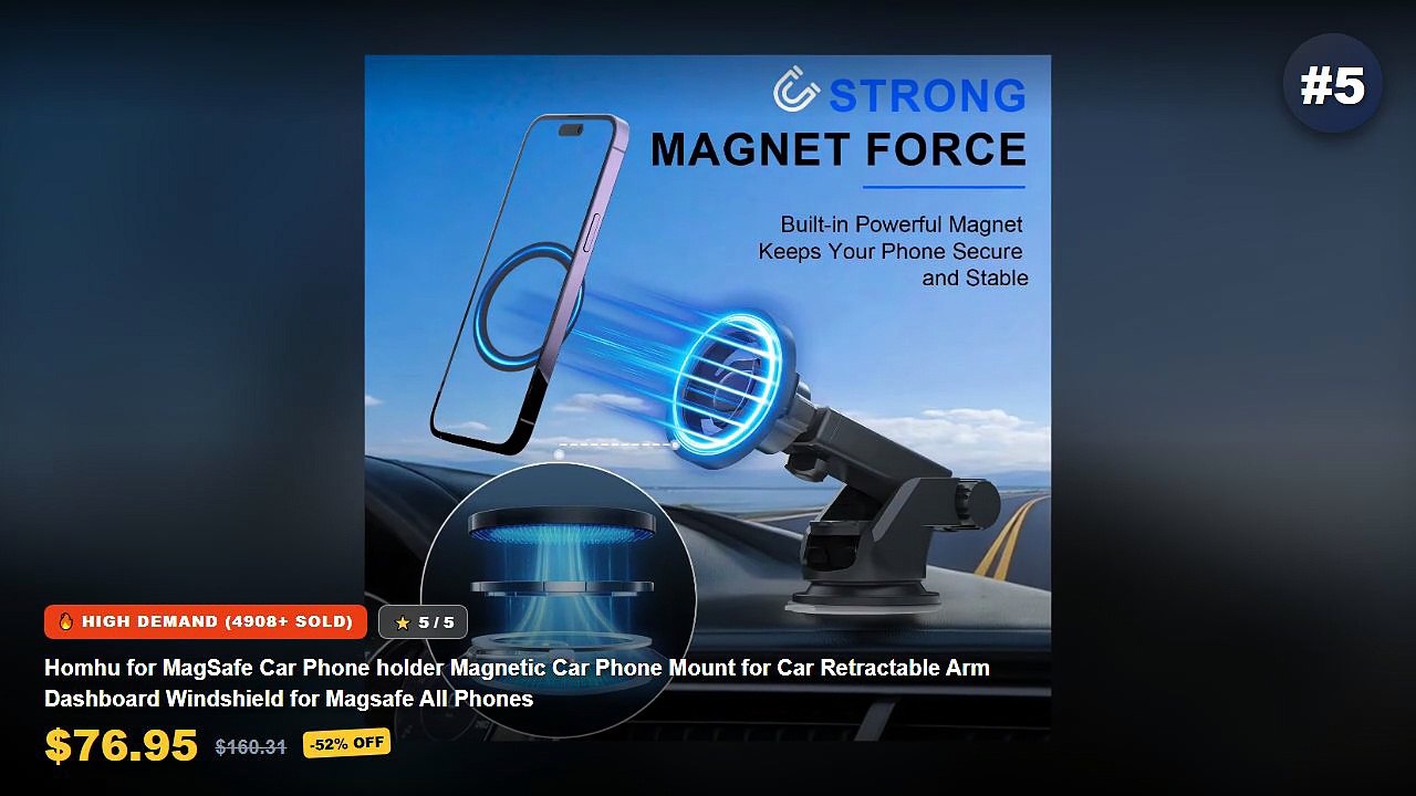 Top 5 Best Retractable Car Phone Mounts For Dashboards (Must Have!) - Universal 360° Rotation Car Phone Holder Dashboard...