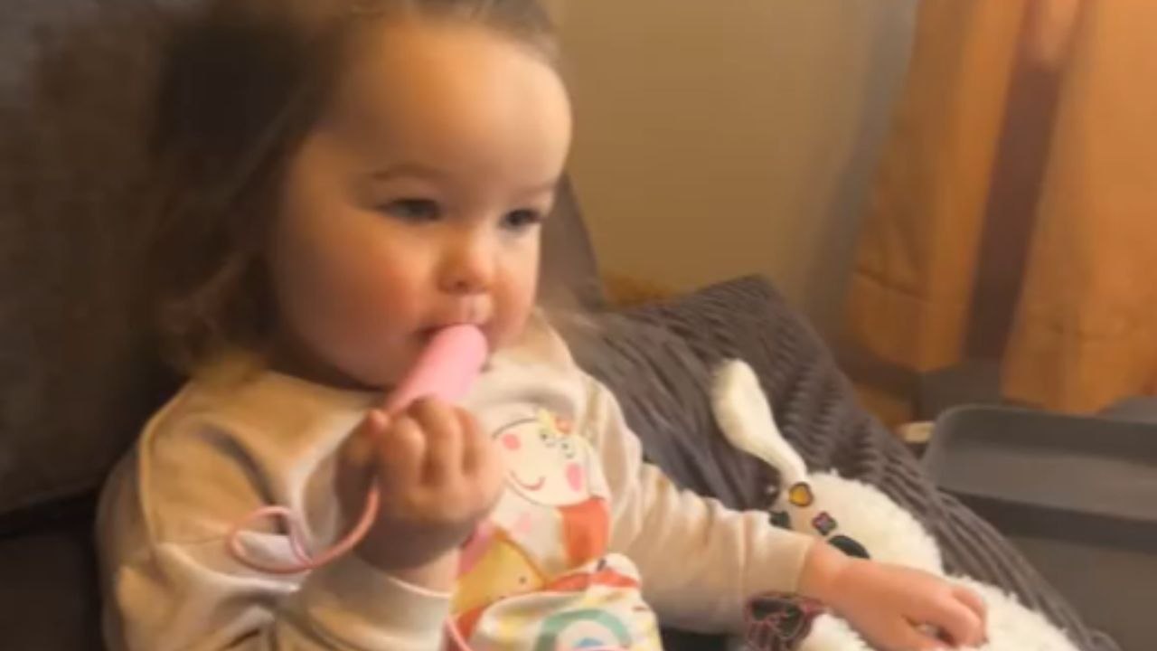 Toddler Playfully Negotiates for Ice Cream at B...