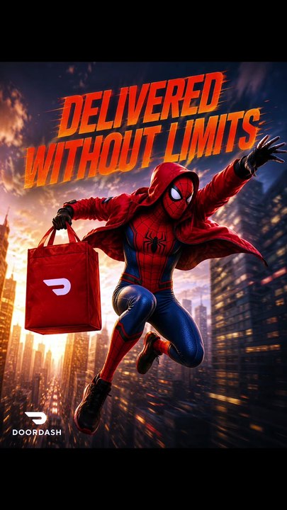 I used an AI prompt to create this high speed Spiderman style delivery visual with cinematic lighting and motion, this is how these action ad concepts come together.