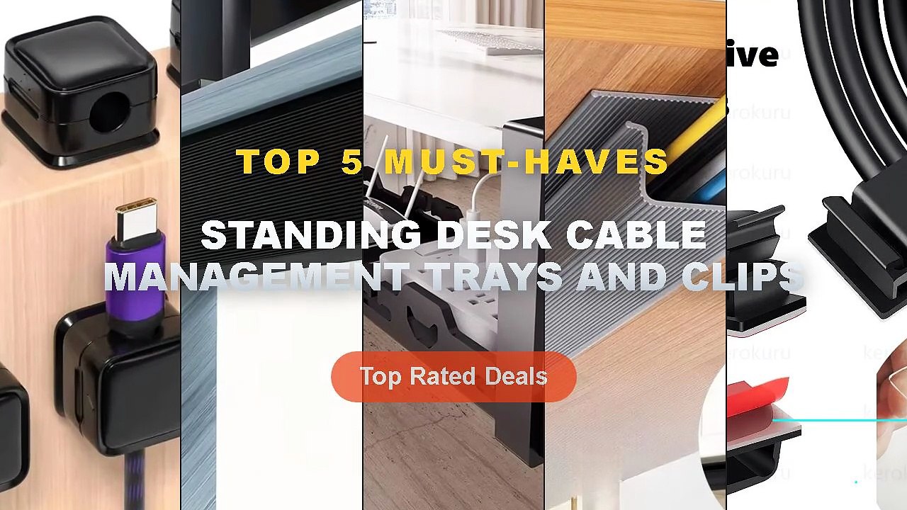 Ultimate Guide to the Best Standing Desk Cable Management Trays And Clips - Self Adhesive Cable Management Clips Cable O...