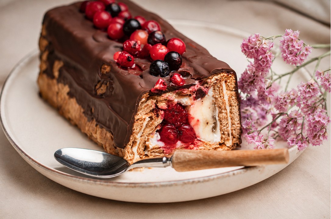 Tarta de galletas en rollo
