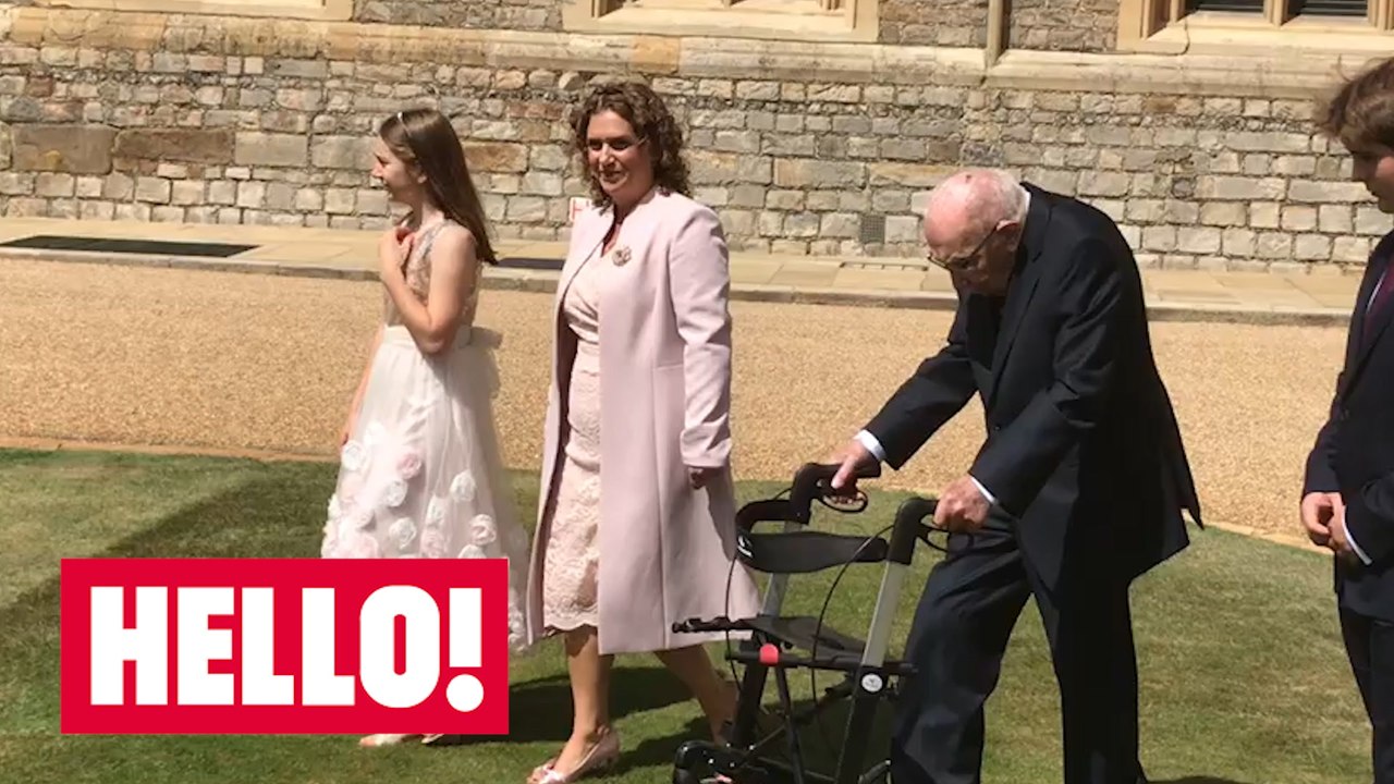 Captain Tom arrives for his knighthood
