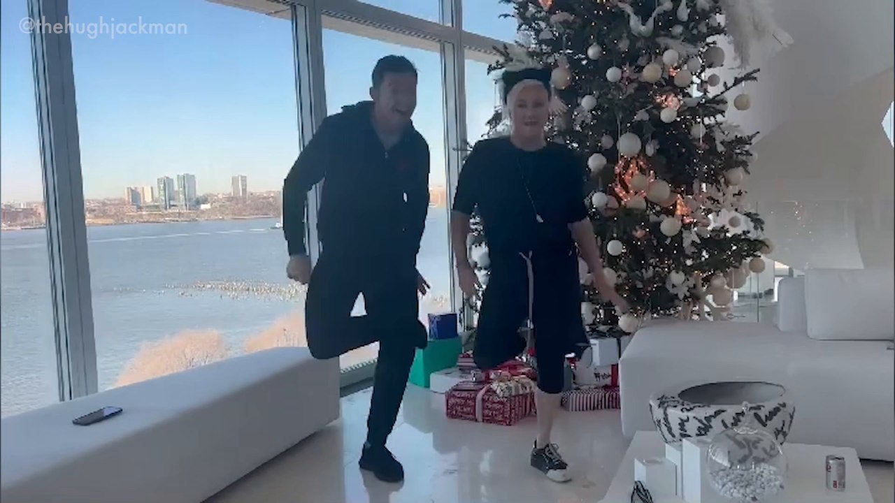 Hugh Jackman dances with wife Deborra-Lee Furness