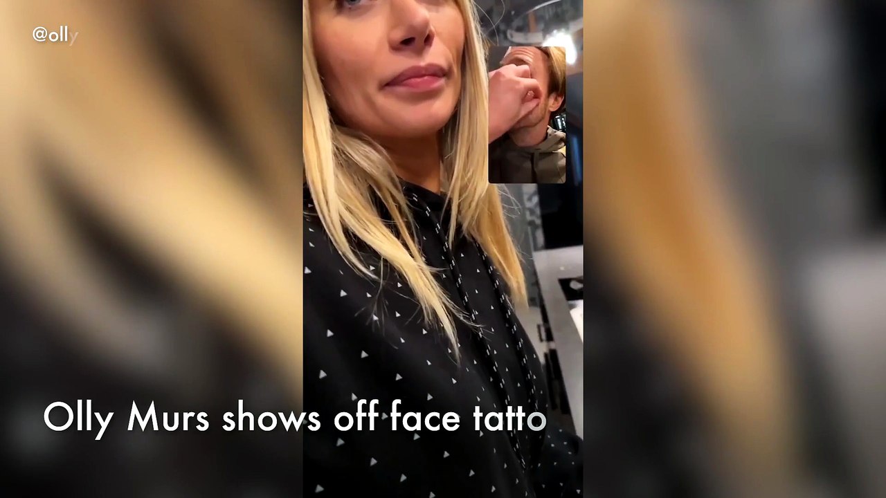 Olly Murs shows off face tattoo to fiancée Amel...