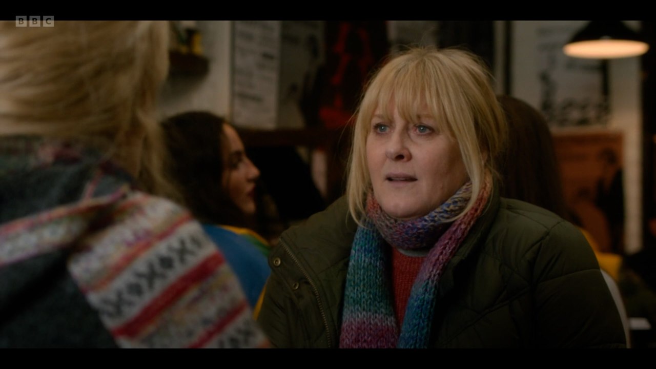 Catherine catches Claire in Sheffield in Happy...