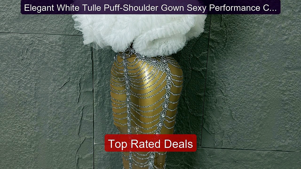 Elegant White Tulle Puff-Shoulder Gown Sexy Performance Cos... -- Top Pick 2026 | Unbeatable Price!