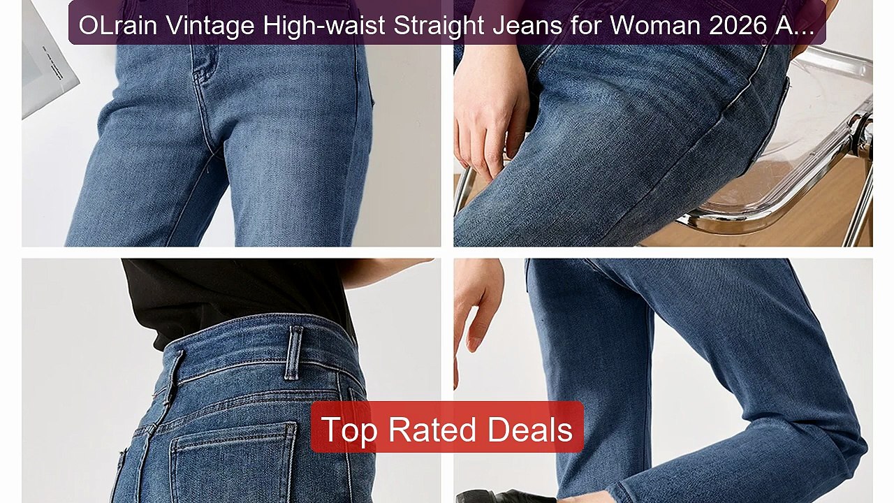 OLrain Vintage High-waist Straight Jeans for Wo...