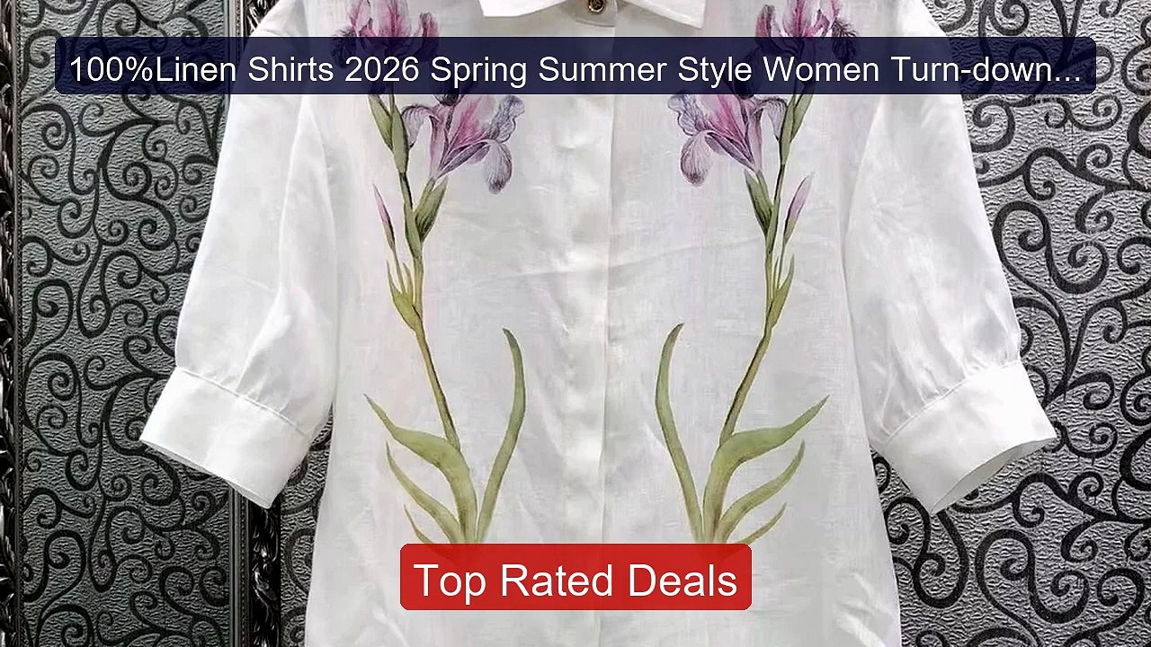 100%Linen Shirts 2026 Spring Summer Style Women Turn-down Coll... -- Best Buy 2026 | Great Quality!