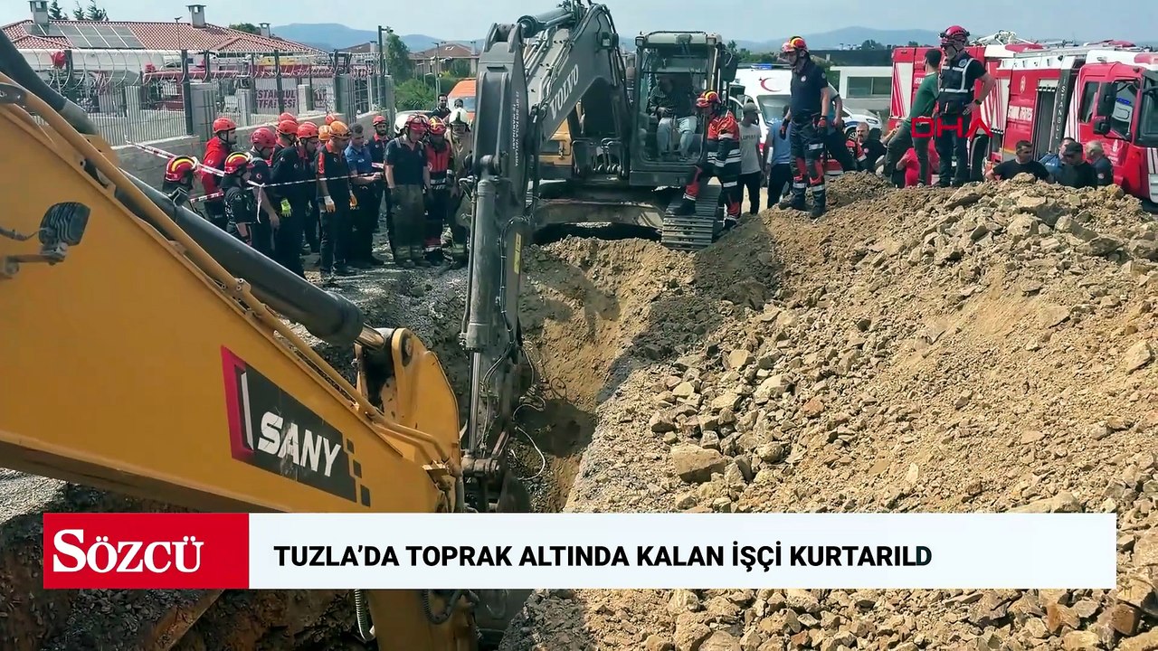 Tuzla’da kanalizasyon kazısı sırasında toprak altında kalan işçi kurtarıldı