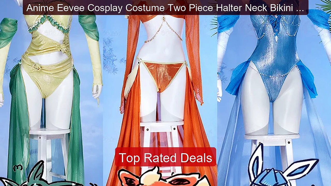 Anime Eevee Cosplay Costume Two Piece Halter Neck Bikini with ... -- Best Buy 2026 | Great Quality!