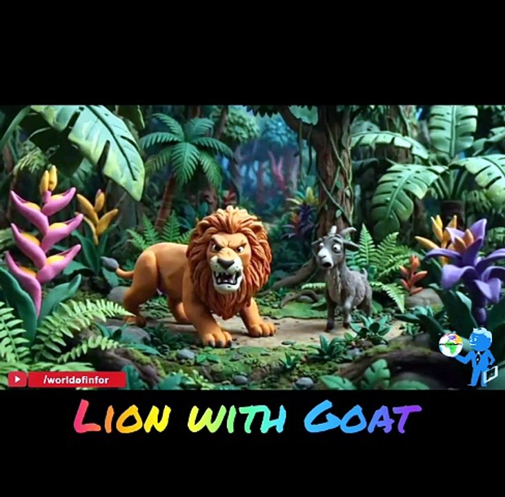 Lion with Goat in the Jungle