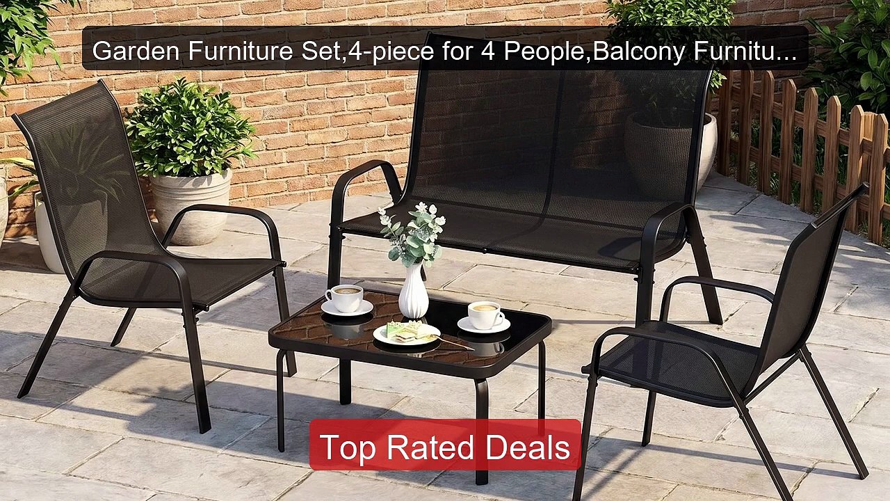 Garden Furniture Set,4-piece for 4 People,Balcony Furniture Se... -- Hot Deal 2026 | Limited Offer!