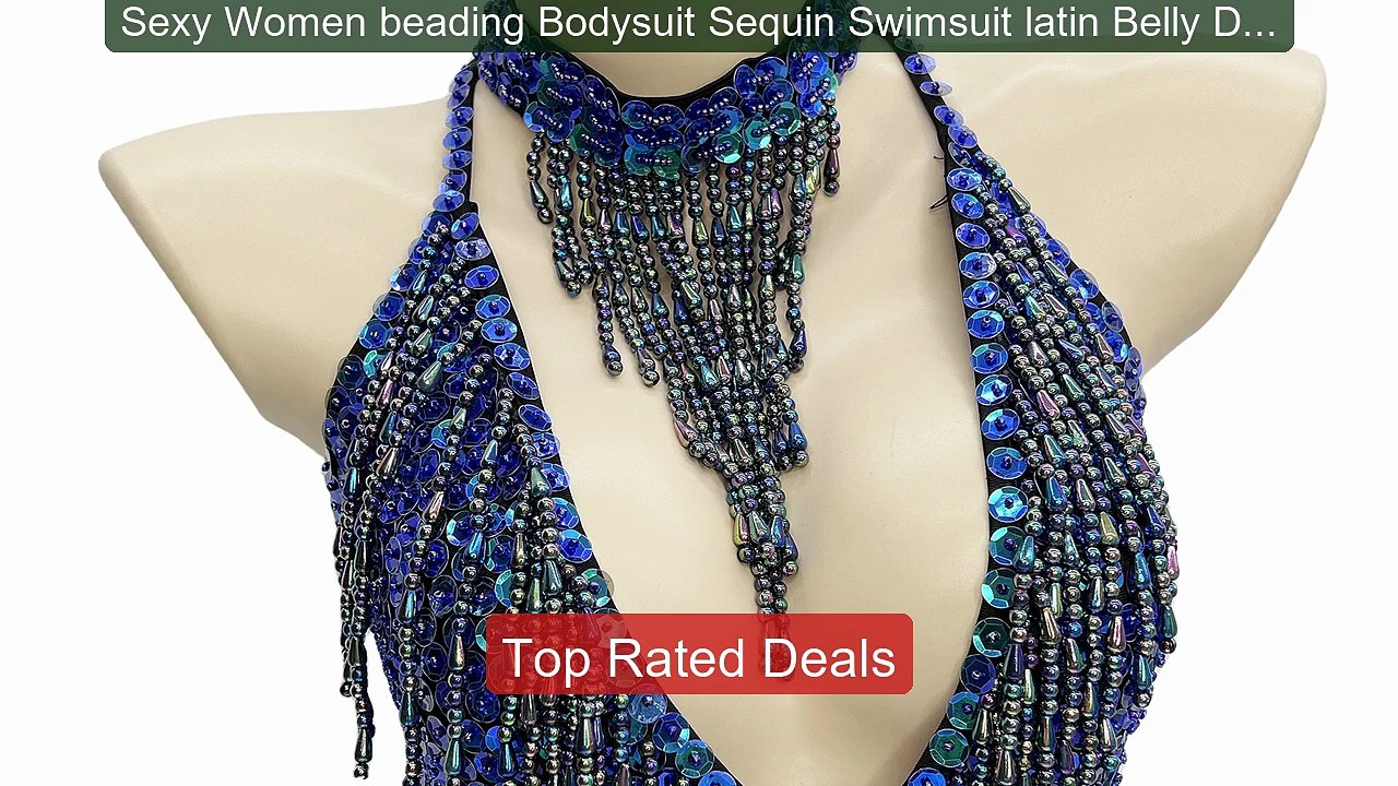 Sexy Women beading Bodysuit Sequin Swimsuit latin Belly Dance ... -- Hot Deal 2026 | Limited Offer!