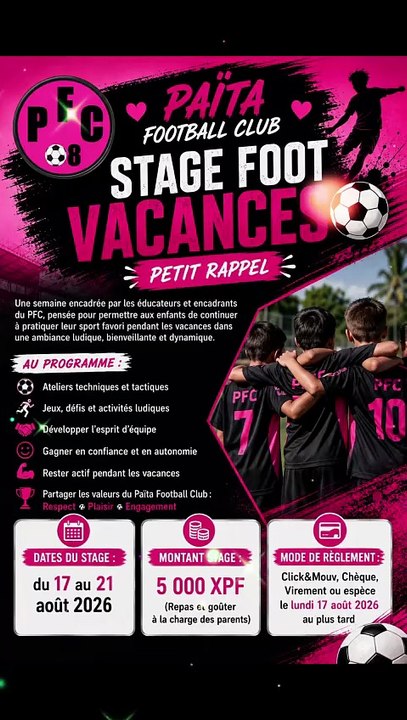 !!! STAGE FOOT VACANCES AOUT !!!