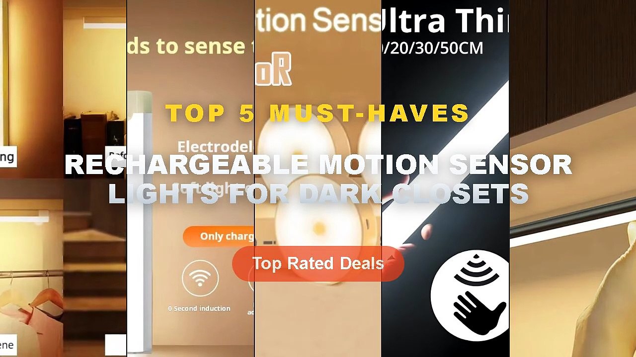 Rechargeable Motion Sensor Lights For Dark Closets: Top 5 Best Sellers - LED Cabinet Light USB Type C Rechargeable Motio...