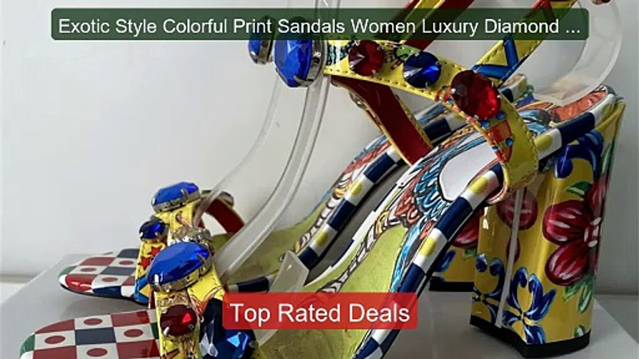 Exotic Style Colorful Print Sandals Women Luxury Diamond Rhineston... -- Best Deal 2026 | Shop Now!