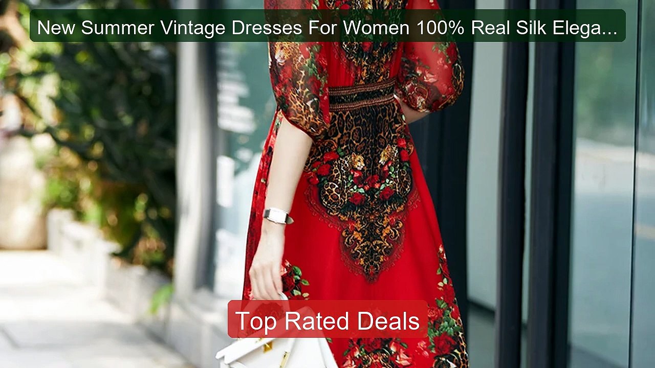 New Summer Vintage Dresses For Women 100% Real Silk Elegant V... -- Amazing Value 2026 | Must Have!