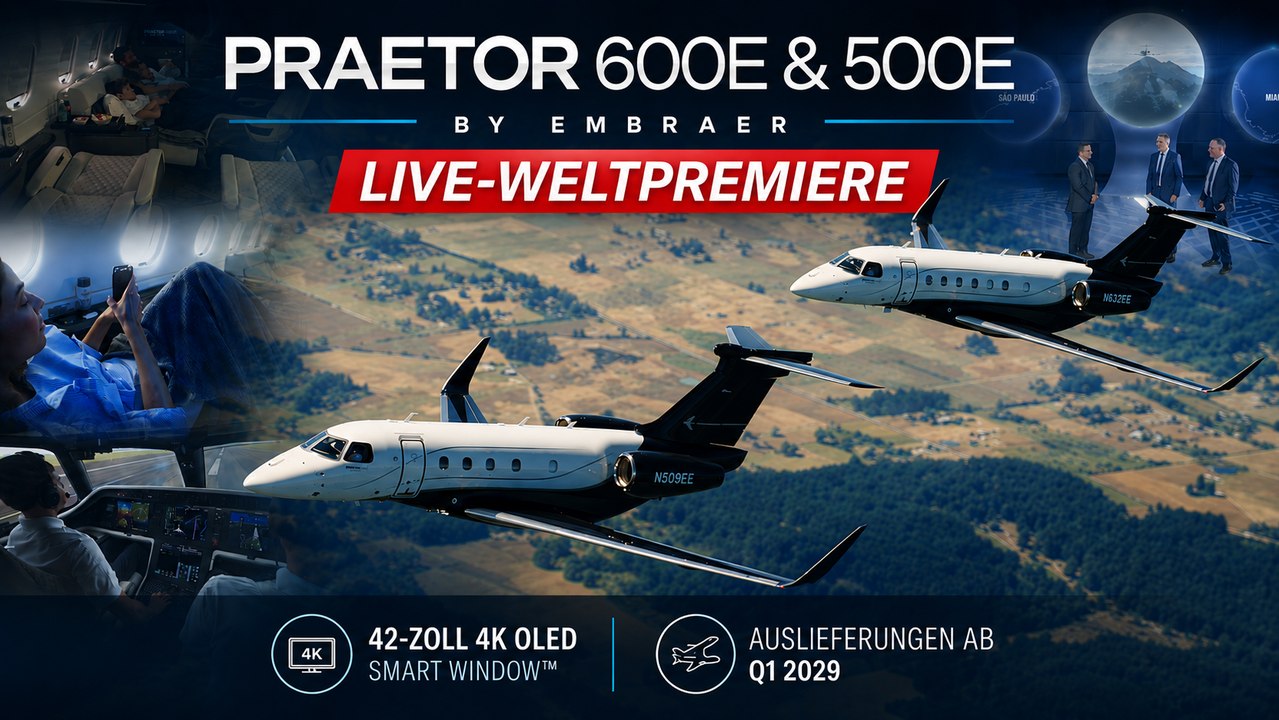 Embraer Praetor 600E & Praetor 500E feiern ihre Weltpremiere