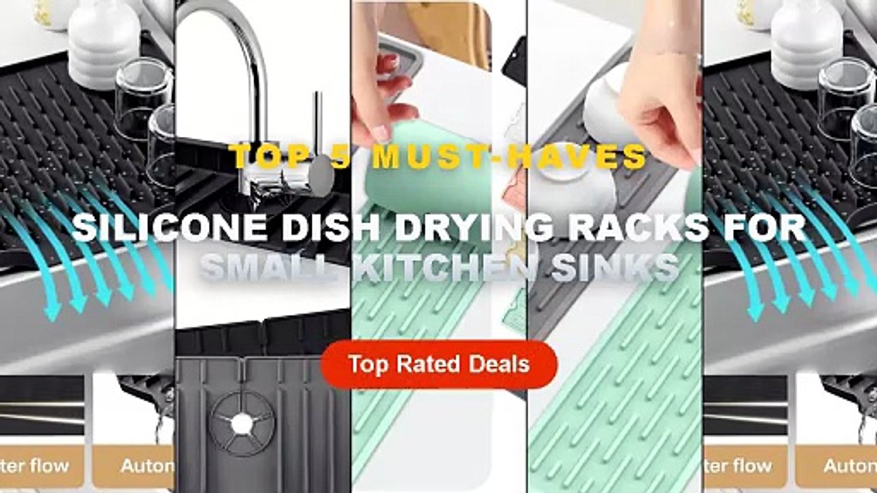 Silicone Dish Drying Racks For Small Kitchen Sinks: Top 5 Best Sellers - Kitchen Silicone Drain Mat with Built in Draina...