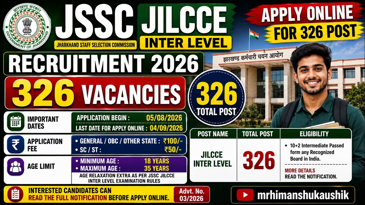 JSSC Jharkhand JILCCE Inter Level Recruitment 2...