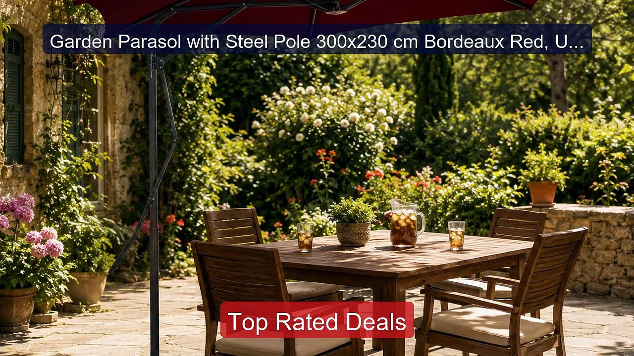 Garden Parasol with Steel Pole 300x230 cm Borde...