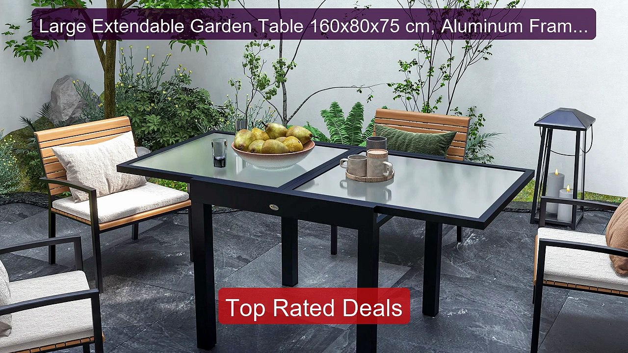 Large Extendable Garden Table 160x80x75 cm, Aluminum Frame, T... -- Amazing Value 2026 | Must Have!