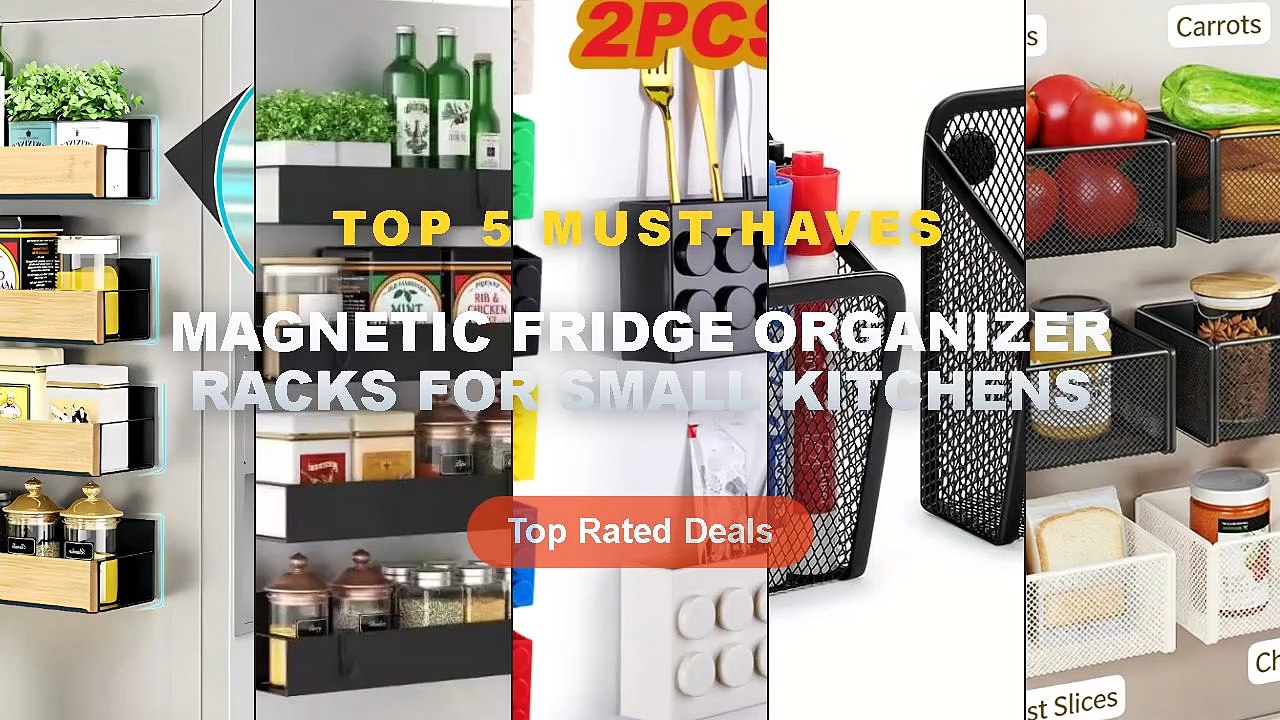 Amazing Magnetic Fridge Organizer Racks For Small Kitchens You Need To See - Storage Hanging Basket Magnetic Spice Rack ...