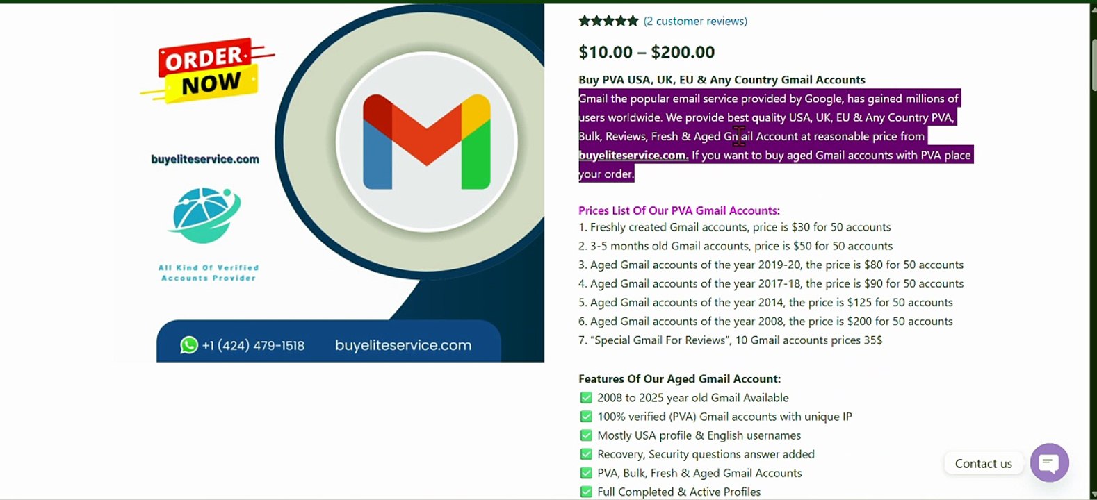 Gmail 917 Sites to Buy old Gmail Accounts- Gmail Selling