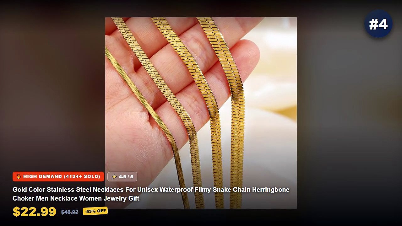 Amazing Herringbone Chain Necklaces In Gold Ton...