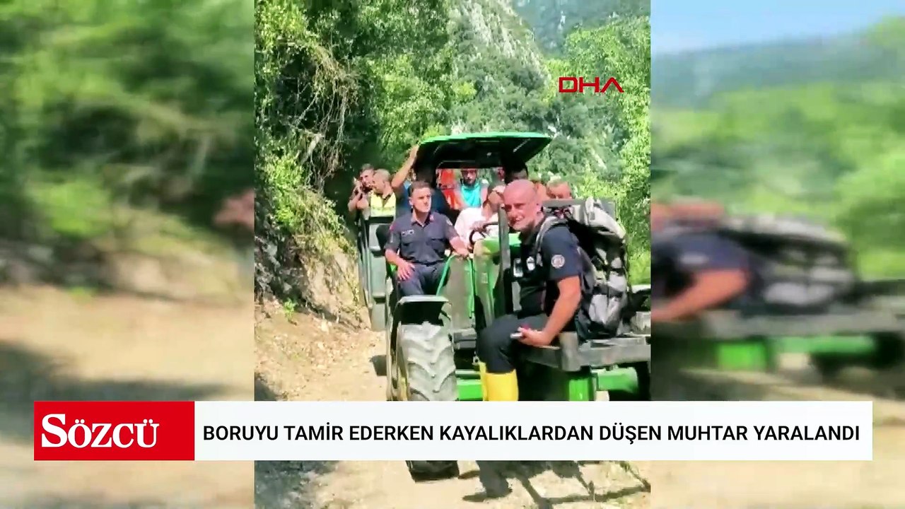 Boruyu tamir ederken kayalıklardan düşen muhtar yaralandı