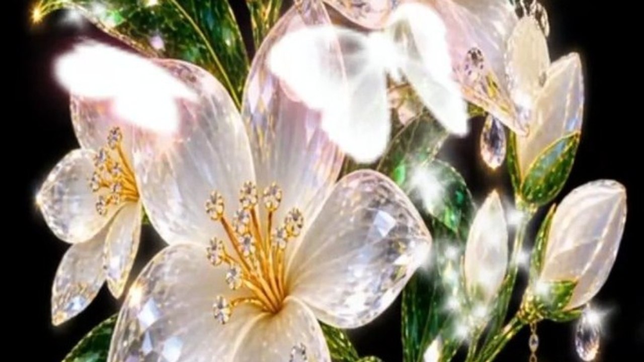 Crystal White Flowers 🤍💎 4K UHD AMOLED Black Screen Moving Wallpaper | #Shorts