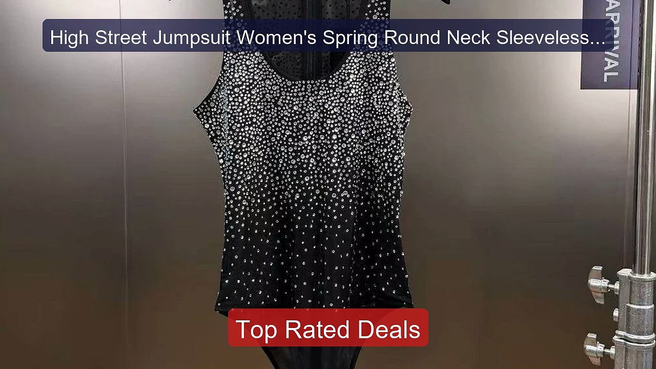 High Street Jumpsuit Women's Spring Round Neck Sleeveless Rhinesto... -- Best Deal 2026 | Shop Now!